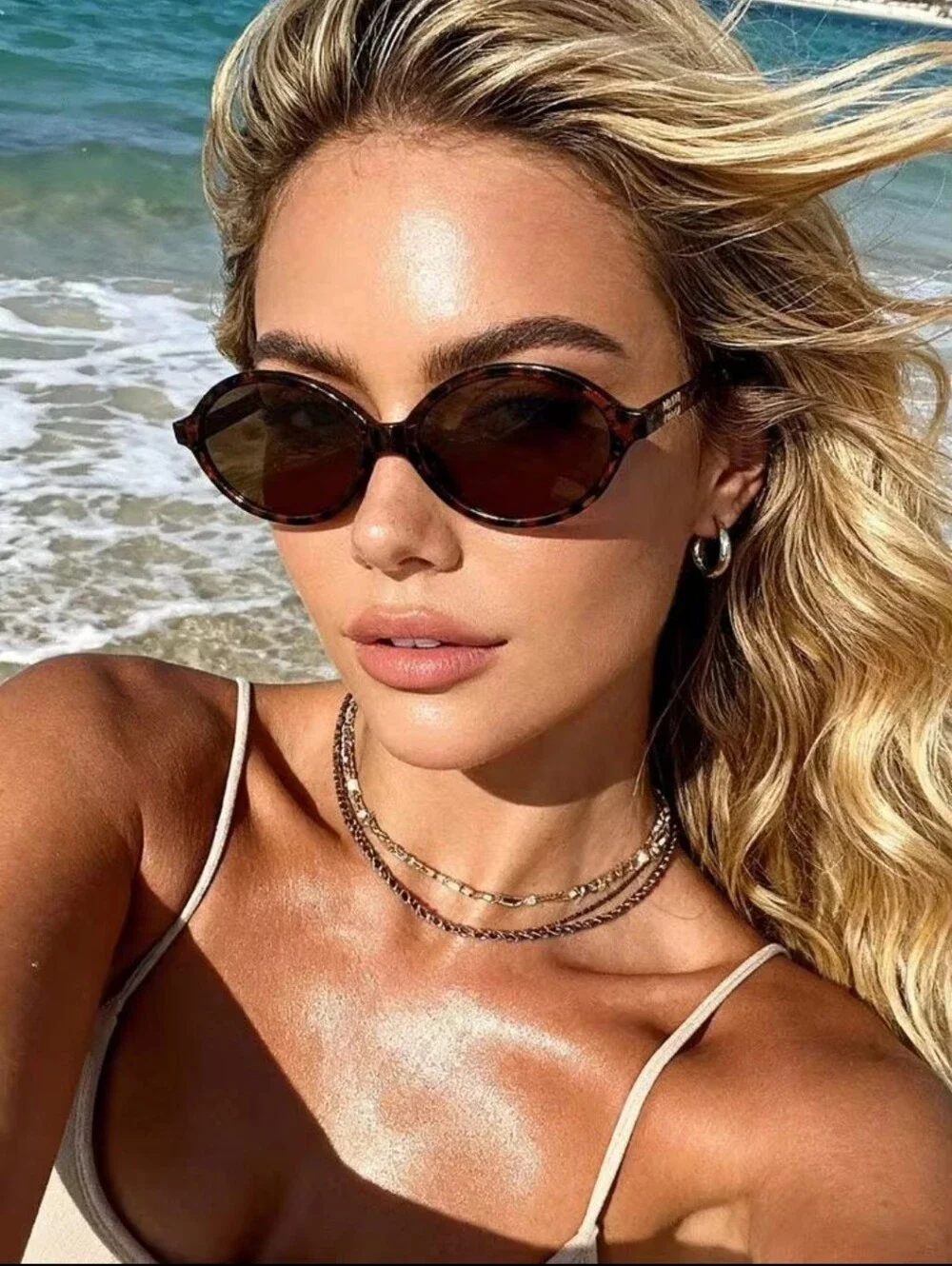 Tortoiseshell Oval Sunglasses - Brown Lenses